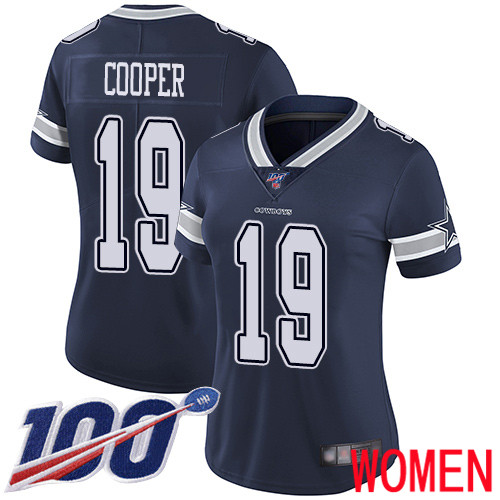 Women Dallas Cowboys Limited Navy Blue Amari Cooper Home #19 100th Season Vapor Untouchable NFL Jersey